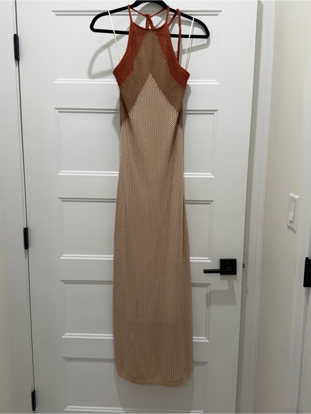 Sleeveless Knit Maxi Dress in Rust and Beige - Picture 2 of 6